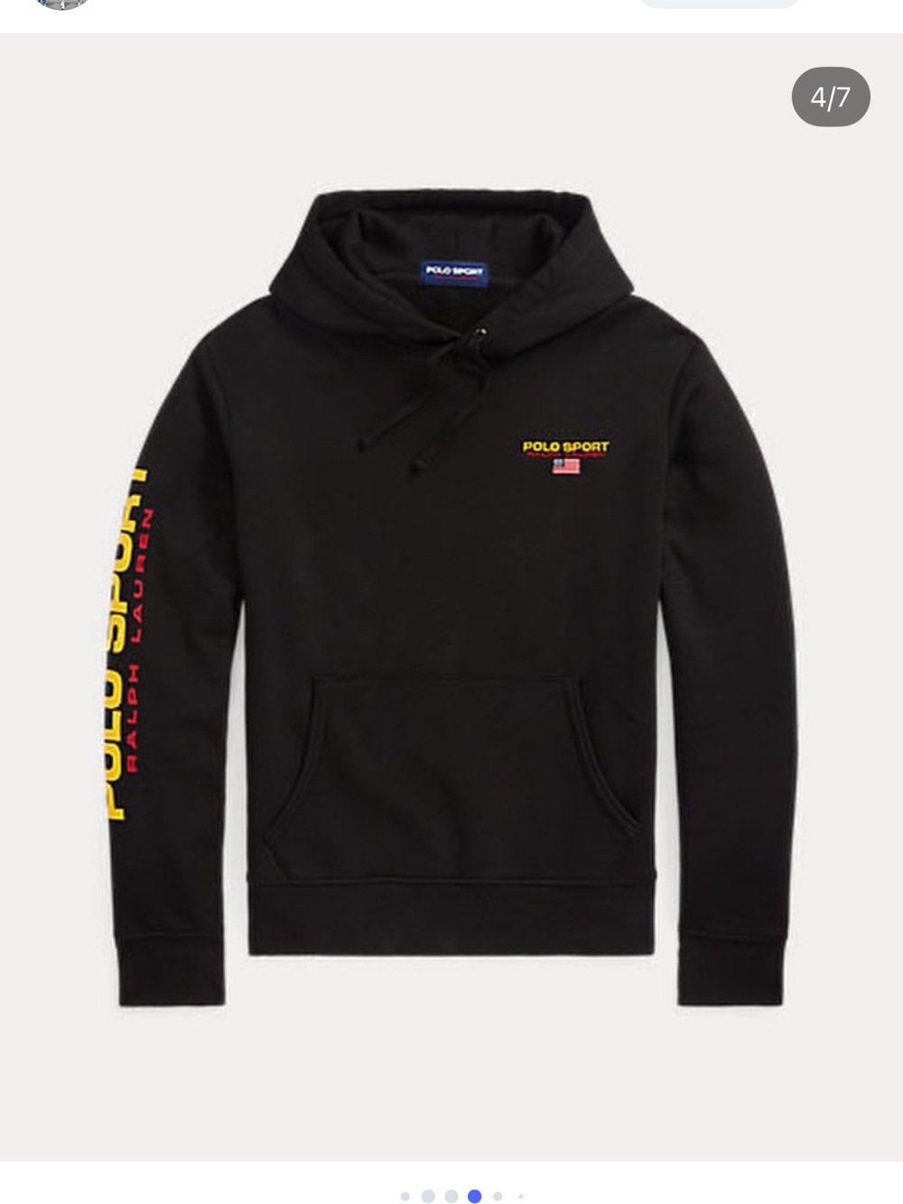 Ralph Lauren Black Polo Sport Hoodie with Yellow & Red Accents
